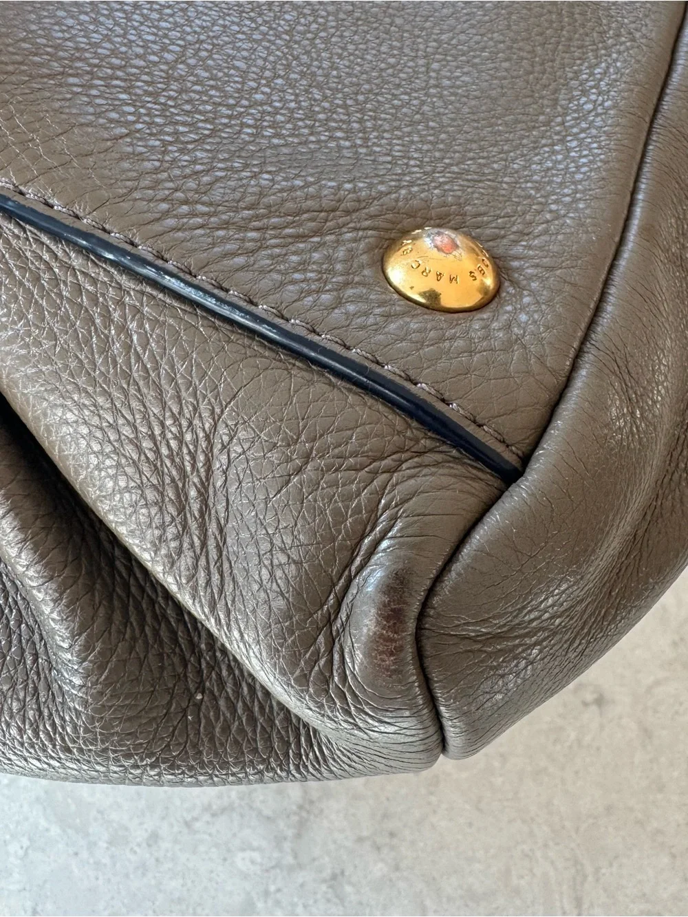 Marc Jacobs Brown Pebbled Leather Satchel with adjustable Shoulder Strap